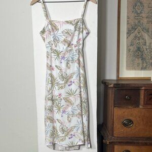 White Tropical  Midi Dress